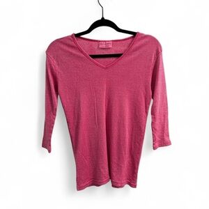 Michael Stars Pink V-Neck 3/4 Sleeve‎ Top